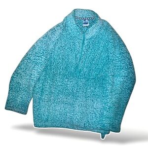 EMILY B Blue Sherpa Fleece Quarter Zip Pullover with Pockets Ladies 2X Plus Size